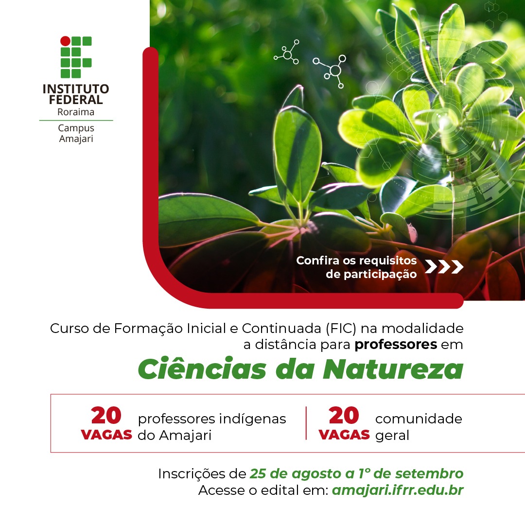 CAMPUS AMAJARI –  Publicado edital de curso FIC em Ciências da Natureza