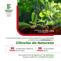 CAMPUS AMAJARI –  Publicado edital de curso FIC em Ciências da Natureza