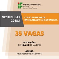 Inscrições para vestibular de Agronomia do IFRR vão até 31 de janeiro