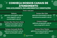 IFRR divulga e-mails para atendimento nas seis unidades