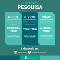 Publicada, nesta sexta, 28, versão final dos editais dos programas institucionais de apoio à pesquisa